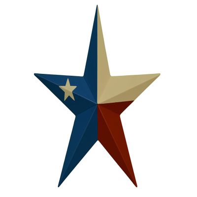 24 Inch Solid Texas Flag Barn Star Made with Galvanized Metal to Prevent Rusting. American Handcrafted - Made in the USA!