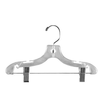 12" Plastic Child Hanger White W/ Zinc Clips & Hook - 100 Pcs - Kid Suit Hangers For Stores & Closet