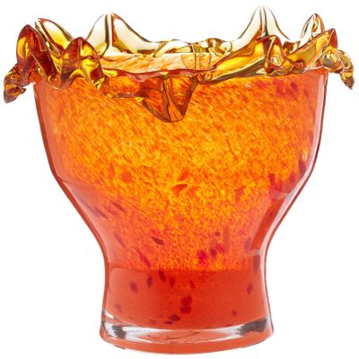 8.75 Inch RNUM-Inch Orange Glass Decorative Fruit Bowl