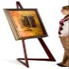 Wooden Bifold Display Easel with 2 Height-Adjustable Pegs, 65"h Floor-Standing Art Easel for Indoor Use - Cherry, Wood view 2