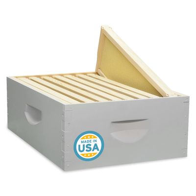 Mann Lake 8-Frame Medium Super Kit, Fully Assembled 6" Super Box with 8 Durable Frames & Beeswax-Coated Plastic Foundation for Honey Storage, Beekeeping and Hive Expansion, Made in USA, Painted
