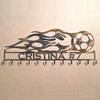 Flames on a Soccer Ball with Custom Text Box and 12 Hooks (H20) view 1