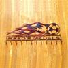 Flames on a Soccer Ball with Custom Text Box and 12 Hooks (H20) view 3