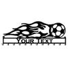 Flames on a Soccer Ball with Custom Text Box and 12 Hooks (H20) view 4