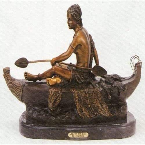 Girl on The Boat Collectible Solid Bronze Sculpture Statue by C. M. Russell