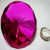 Small Hot Pink Glass Crystal Diamond Shaped Paperweight 2.25" view 1