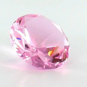 2.25" Pink Color Glass Crystal Diamond Shaped Paperweight