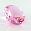 2.25" Pink Color Glass Crystal Diamond Shaped Paperweight view 1