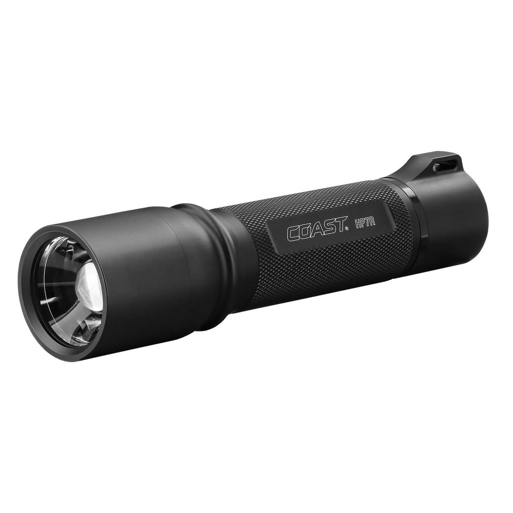 Coast HP7R 300 Lumen Rechargeable LED Flashlight with Slide Focus, Black