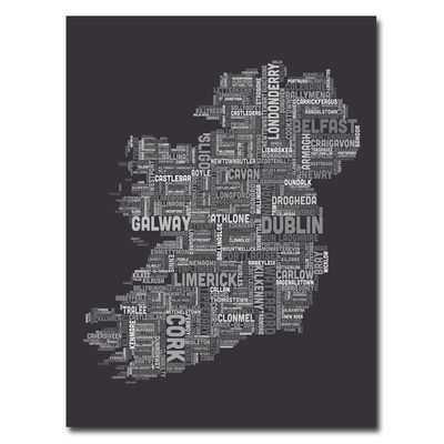 Trademark Fine Art Ireland City Map V Canvas Art by Michael Tompsett, 18 by 24-Inch