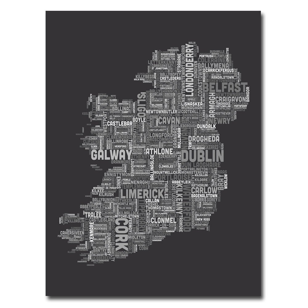 Trademark Fine Art Ireland City Map V Canvas Art by Michael Tompsett, 18 by 24-Inch