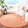 SAFAVIEH Washable Rug Outdoor Courtyard Collection - 7'10" Round, Terracotta & Natural, Non-Shedding & Easy Cleaning, Ideal for Patio, Backyard, Mudroom (CY2098-3202) view 1