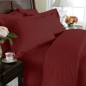 Elegance Linen Wrinkle Resistant - 1200 Thread Count Luxurious Ultra Soft -%100 Satisfaction Guarantee- 4-Piece Sheet Set, Deep Pockets Fits Up to 16" - California King, Burgundy