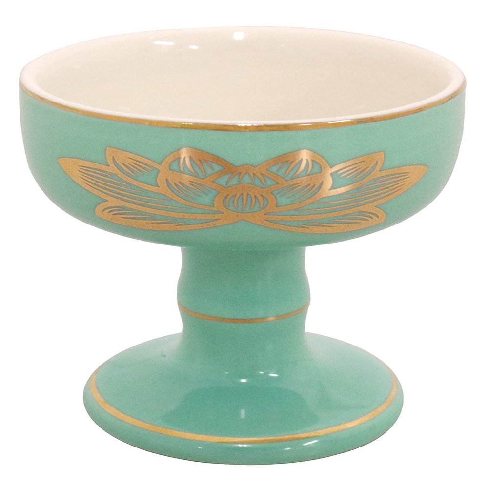 Marues 10T085 Celadon Top Gold Lotus Buddha Buddha Buddhist Tool, Green