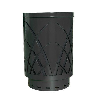 Covington 40-Gal Sawgrass Laser Cut Metal Waste Receptacle with Rain Cap Finish: Black