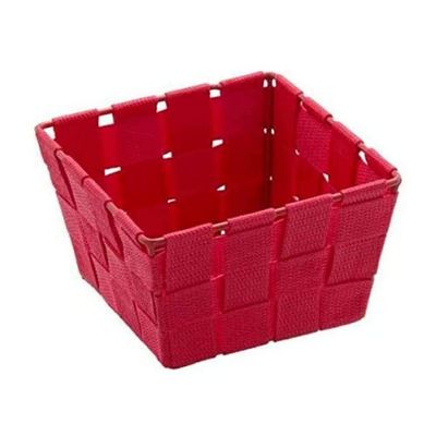 WENKO Adria Square Bathroom Mini-Basket, Polypropylene, Red, 14 x 14 x 9 cm