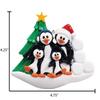 3D Penguin Family of 4 Christmas Ornament 2025 Personalized Family Christmas Ornaments 2025 | Winter Snowballs Personalized Tree Ornaments Customizable Gifts Xmas Tree Penguins of Four Ornament view 4