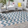 SAFAVIEH Washable Rug Outdoor Courtyard Collection - 7'10" Square, Blue & Beige, Non-Shedding & Easy Cleaning, Ideal for Patio, Backyard, Mudroom (CY6244-243) view 2