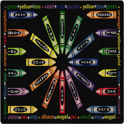 Flagship Carpets All Mixed Up Educational Rug for Children's Classroom Carpet, Playroom, Kids Bedroom Mat or Teacher Room Rug, 10'6" x 13'2", Black