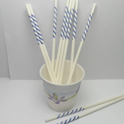 100pcs 6" X 5/32" Paper Lollipop Sticks for Cake Pops Lollipop Candy - Blue Stripe