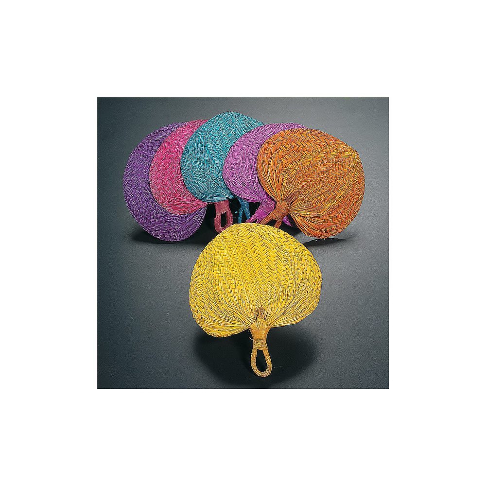10" COLORED RAFFIA FANS - Party Supplies - 12 Pieces