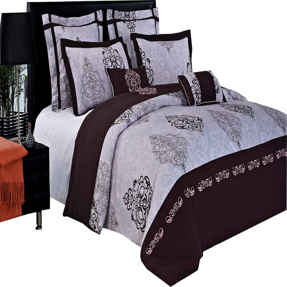 12PC Queen Size Duvet Bed in a Bag- Medium Weight Down Alternative Comforter (Duvet Insert with Cotton Gizelle Duvet Cover Set and Bed Sheets)