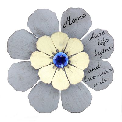 Fetco Home Decor Alder Wall Art Piece, Home Where Life Begins and Love Never Ends Flower