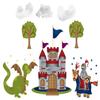 Knight and Dragon Fabric Wall Decals - Jumbo Sized - Knight, Dragon, Castle, Trees, Clouds view 2