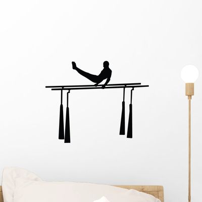 Wallmonkeys Gymnastics Silhouette Parallel Bars Wall Decal Peel and Stick Graphic (12 in W x 9 in H) WM228275