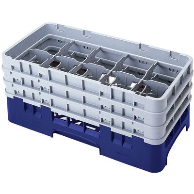 Cambro 10 Comp. Glass Rack, Half Size, 8.5" H Max. Navy Blue 10HS800-186