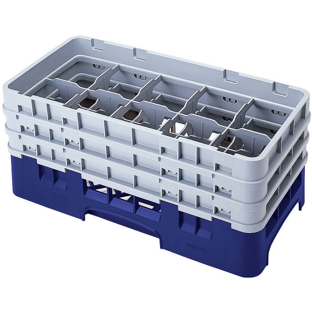 Cambro 10 Comp. Glass Rack, Half Size, 8.5" H Max. Navy Blue 10HS800-186
