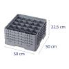 Cambro 25 Comp. Glass Rack, Full Size, 7.75" H Max. Soft Gray 25S738-151 view 2