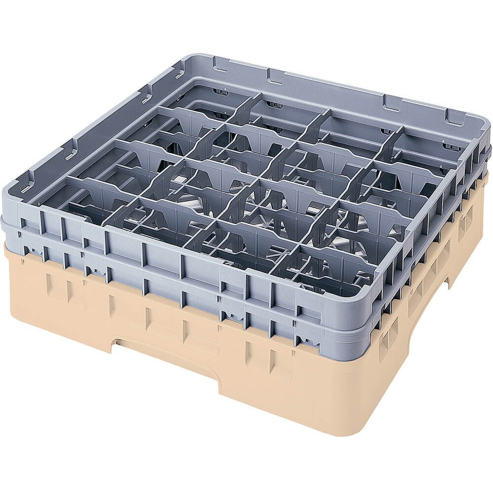 Cambro 9 Comp. Glass Rack, Full Size, 8.5" H Max. Beige 9S800-184