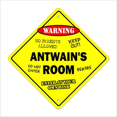 Antwain's Room Sign Crossing Zone Xing | Indoor/Outdoor | 12" Tall Kids Bedroom Decor Door Children's Name boy Girl