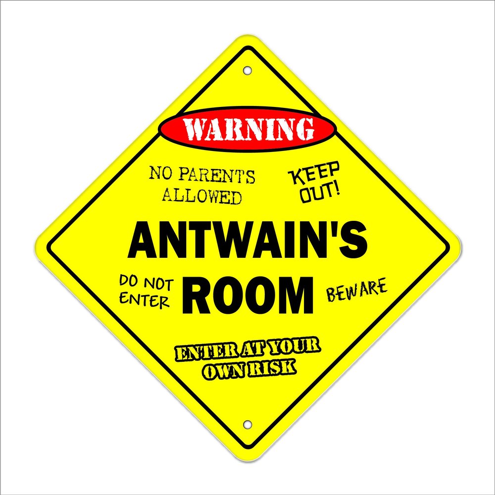 Antwain's Room Sign Crossing Zone Xing | Indoor/Outdoor | 12" Tall Kids Bedroom Decor Door Children's Name boy Girl