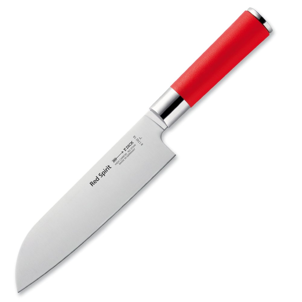 F. DICK - Red Spirit Santoku Knife - Steel kitchen knife with 7 blade & 56 HRC - Ideal for precise cutting - Ultra sharp - NSF Certified - Stylish & ergonomic handle - Durable - Made in Germany
