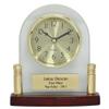 Arched Glass Personalized Desk Clock with Piano Finish Base view 1