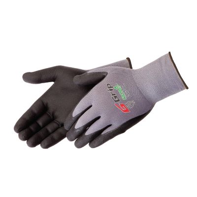 Liberty F4600 G-Grip Micro-Foam Nitrile Palm Coated Seamless Gloves with 15-Gauge Nylon Shell | Ideal for Automotive, Manufacturing, General Purpose | Gray/Black, Small (Pack of 12)