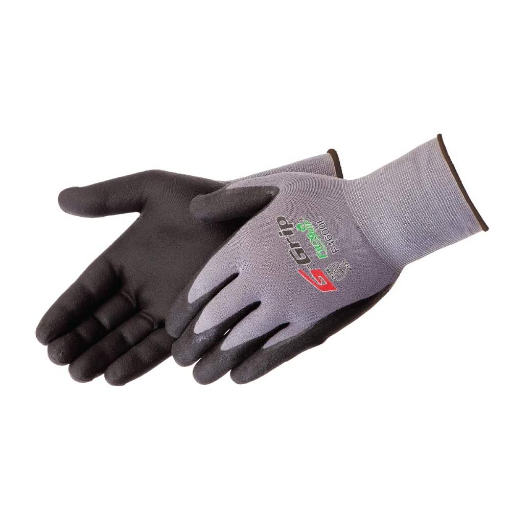 Liberty F4600 G-Grip Micro-Foam Nitrile Palm Coated Seamless Gloves with 15-Gauge Nylon Shell | Ideal for Automotive, Manufacturing, General Purpose | Gray/Black, Small (Pack of 12)