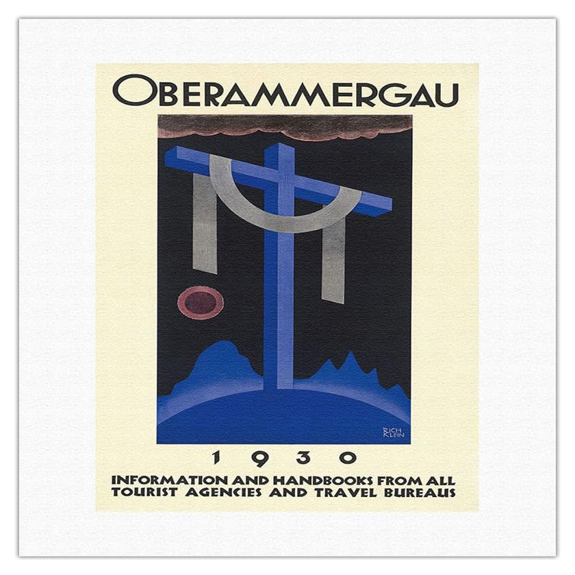 1930 Oberammergau Passion Play - Bavaria Germany - Vintage Religious Art by Richard Klein c. 1930 - Fine Art Rolled Canvas Print 16in x 20in