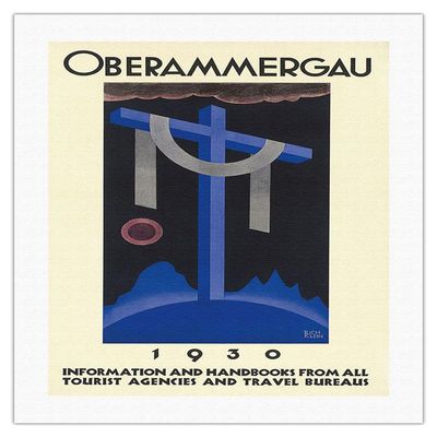 1930 Oberammergau Passion Play - Bavaria Germany - Vintage Religious Art by Richard Klein c. 1930 - Fine Art Rolled Canvas Print 20in x 26in