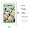 1948 Carnival Havana Cuba - Two Months of Fiestas February and March - Vintage Travel Poster by Enrique Caravia c.1948 - Fine Art Rolled Canvas Print 20in x 26in view 2