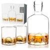 Viski Mountain Decanter and Tumbler Set, Percect for Scotch and Bourbon, Hand-Blown Whiskey Gifts for Men, Set of 3, 24oz Decanter, 9oz Tumblers view 1
