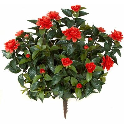 SilksAreForever 28" Outdoor UV-Proof Artificial Gardenia Flower Bush -Red (Pack of 2)