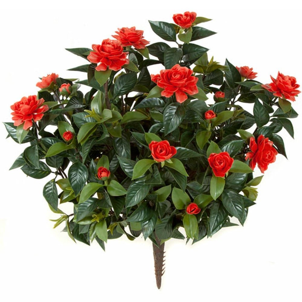 SilksAreForever 28" Outdoor UV-Proof Artificial Gardenia Flower Bush -Red (Pack of 2)