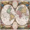 1730 Stoopendaal Map of The World in Two Hemispheres - Canvas OR Print Wall Art view 1