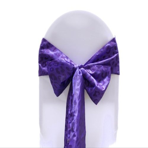 10 pcs Leopard Print Chair Sashes Bows - Purple