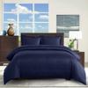sheetsnthings Damask Stripes 300-Thread-Count, 100-Percent Cotton Full-Queen 3PC Duvet Cover Set with Buttons Enclosure, Navy view 2