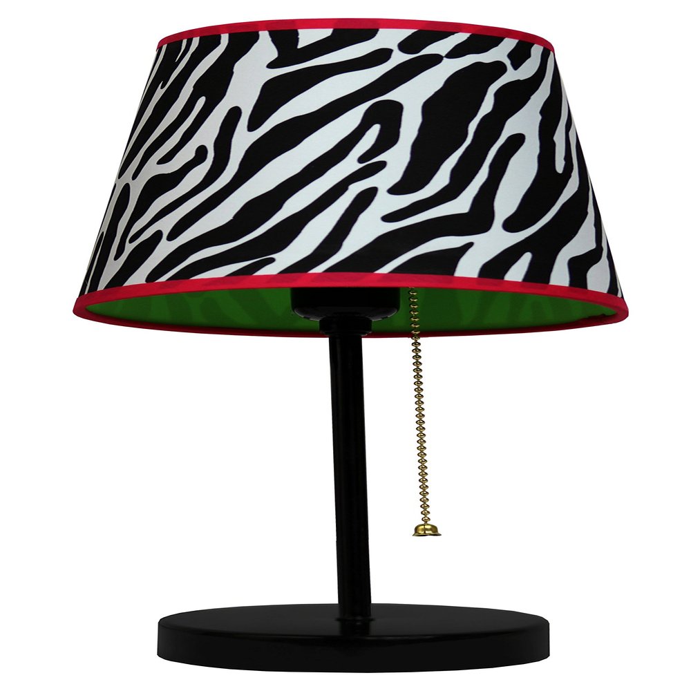 Simple Designs LT3000-ZBA Fun and Funky Zebra Print Shade Metal Table Lamp, Black
