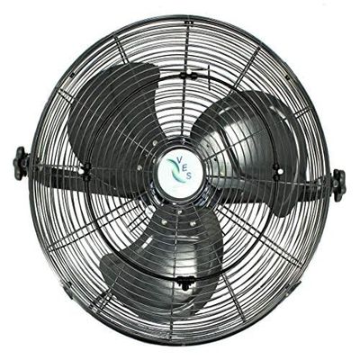 VES Moisture Resistant Outdoor Wall/Ceiling Mount Shop Fan/Industrial Basket Fan for Cooling and Ventilation (18 inch, Black)